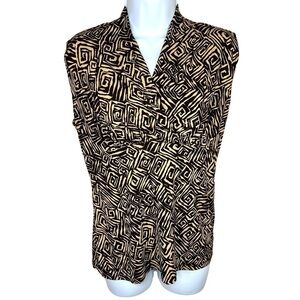 M Vintage 90’s JKLA California Beige & Black Tribal Print Stretch Blouse